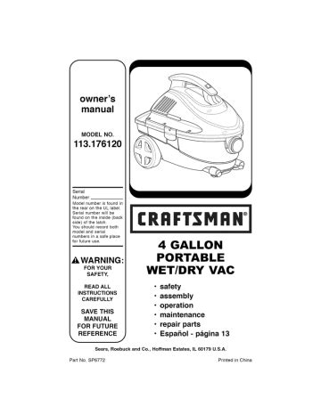 CRAFTSMAN 113.176120 pdf manual